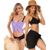 image:imageCHICGAL 2 Pieces Women Beach Sarong Bathing Suit Wrap Skirt Sheer Bikini Swimsuit Cover Ups for SwimwearBlack and Light Purple