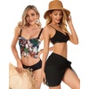 image:imageCHICGAL 2 Pieces Women Beach Sarong Bathing Suit Wrap Skirt Sheer Bikini Swimsuit Cover Ups for SwimwearBlack and Orange White Leaves