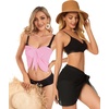image:imageCHICGAL 2 Pieces Women Beach Sarong Bathing Suit Wrap Skirt Sheer Bikini Swimsuit Cover Ups for SwimwearBlack and Pink