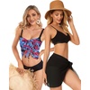 image:imageCHICGAL 2 Pieces Women Beach Sarong Bathing Suit Wrap Skirt Sheer Bikini Swimsuit Cover Ups for SwimwearBlack and Pink Blue Leaves