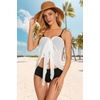image:imageSwimsuit Coverups for Women Sarong Beach Bikini Wrap Sheer Short Skirt Chiffon Scarf for Swimwear 2026A White Solid