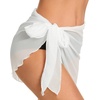 image:imageSwimsuit Coverups for Women Sarong Beach Bikini Wrap Sheer Short Skirt Chiffon Scarf for Swimwear 2026A White Solid