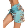 image:imageSwimsuit Coverups for Women Sarong Beach Bikini Wrap Sheer Short Skirt Chiffon Scarf for Swimwear 2026Aqua Blue Floral