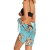 image:imageSwimsuit Coverups for Women Sarong Beach Bikini Wrap Sheer Short Skirt Chiffon Scarf for Swimwear 2026Aqua Blue Floral