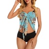 image:imageSwimsuit Coverups for Women Sarong Beach Bikini Wrap Sheer Short Skirt Chiffon Scarf for Swimwear 2026Aqua Blue Floral