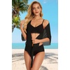 image:imageSwimsuit Coverups for Women Sarong Beach Bikini Wrap Sheer Short Skirt Chiffon Scarf for Swimwear 2026Black