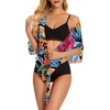 image:imageSwimsuit Coverups for Women Sarong Beach Bikini Wrap Sheer Short Skirt Chiffon Scarf for Swimwear 2026Colorful Floral Leaves