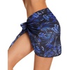 image:imageSwimsuit Coverups for Women Sarong Beach Bikini Wrap Sheer Short Skirt Chiffon Scarf for Swimwear 2026Dark Blue Leaves