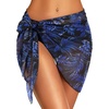image:imageSwimsuit Coverups for Women Sarong Beach Bikini Wrap Sheer Short Skirt Chiffon Scarf for Swimwear 2026Dark Blue Leaves