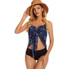 image:imageSwimsuit Coverups for Women Sarong Beach Bikini Wrap Sheer Short Skirt Chiffon Scarf for Swimwear 2026Dark Blue Leaves