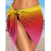 image:imageSwimsuit Coverups for Women Sarong Beach Bikini Wrap Sheer Short Skirt Chiffon Scarf for Swimwear 2026Gradient Multicolored