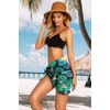 image:imageSwimsuit Coverups for Women Sarong Beach Bikini Wrap Sheer Short Skirt Chiffon Scarf for Swimwear 2026Green Leaf