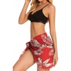 image:imageSwimsuit Coverups for Women Sarong Beach Bikini Wrap Sheer Short Skirt Chiffon Scarf for Swimwear 2026Leaf Red
