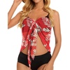 image:imageSwimsuit Coverups for Women Sarong Beach Bikini Wrap Sheer Short Skirt Chiffon Scarf for Swimwear 2026Leaf Red