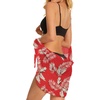 image:imageSwimsuit Coverups for Women Sarong Beach Bikini Wrap Sheer Short Skirt Chiffon Scarf for Swimwear 2026Leaf Red