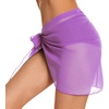 image:imageSwimsuit Coverups for Women Sarong Beach Bikini Wrap Sheer Short Skirt Chiffon Scarf for Swimwear 2026Light Purple