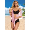 image:imageSwimsuit Coverups for Women Sarong Beach Bikini Wrap Sheer Short Skirt Chiffon Scarf for Swimwear 2026Pink