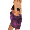 image:imageSwimsuit Coverups for Women Sarong Beach Bikini Wrap Sheer Short Skirt Chiffon Scarf for Swimwear 2026Purple Leaf