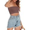 image:imageTube Tops for Women Summer Crop Top Basic Casual Bandeau Going Out Strapless Short ShirtSolid Khaki