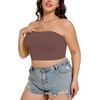 image:imageTube Tops for Women Summer Crop Top Basic Casual Bandeau Going Out Strapless Short ShirtSolid Khaki