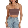 image:imageTube Tops for Women Summer Crop Top Basic Casual Bandeau Going Out Strapless Short ShirtSolid Khaki