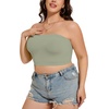 image:imageTube Tops for Women Summer Crop Top Basic Casual Bandeau Going Out Strapless Short ShirtSolid Navy Green