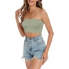 image:imageTube Tops for Women Summer Crop Top Basic Casual Bandeau Going Out Strapless Short ShirtSolid Navy Green