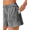 image:imageWomen Boxer Shorts Comfy Gingham Drawstring Pajama Bottom Plaid Casual Pants with PocketBlack