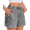 image:imageWomen Boxer Shorts Comfy Gingham Drawstring Pajama Bottom Plaid Casual Pants with PocketBlack
