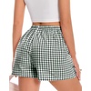 image:imageWomen Boxer Shorts Comfy Gingham Drawstring Pajama Bottom Plaid Casual Pants with PocketGreen