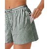 image:imageWomen Boxer Shorts Comfy Gingham Drawstring Pajama Bottom Plaid Casual Pants with PocketGreen