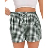 image:imageWomen Boxer Shorts Comfy Gingham Drawstring Pajama Bottom Plaid Casual Pants with PocketGreen