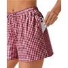 image:imageWomen Boxer Shorts Comfy Gingham Drawstring Pajama Bottom Plaid Casual Pants with PocketRed