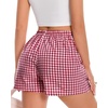 image:imageWomen Boxer Shorts Comfy Gingham Drawstring Pajama Bottom Plaid Casual Pants with PocketRed