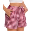 image:imageWomen Boxer Shorts Comfy Gingham Drawstring Pajama Bottom Plaid Casual Pants with PocketRed
