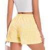 image:imageWomen Boxer Shorts Comfy Gingham Drawstring Pajama Bottom Plaid Casual Pants with PocketYellow