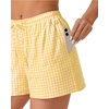 image:imageWomen Boxer Shorts Comfy Gingham Drawstring Pajama Bottom Plaid Casual Pants with PocketYellow