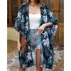 image:imageWomens Kimono Swimsuit Coverups Summer Beach Casual Loose Cardigans for Swimwear 2026Black Green Leaves