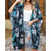 image:imageWomens Kimono Swimsuit Coverups Summer Beach Casual Loose Cardigans for Swimwear 2026Black Green Leaves