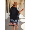 image:imageWomens Kimono Swimsuit Coverups Summer Beach Casual Loose Cardigans for Swimwear 2026Black Tropical Plants