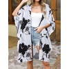 image:imageWomens Kimono Swimsuit Coverups Summer Beach Casual Loose Cardigans for Swimwear 2026Black White Floral