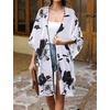 image:imageWomens Kimono Swimsuit Coverups Summer Beach Casual Loose Cardigans for Swimwear 2026Black White Floral