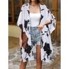 image:imageWomens Kimono Swimsuit Coverups Summer Beach Casual Loose Cardigans for Swimwear 2026Black White Floral