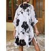 image:imageWomens Kimono Swimsuit Coverups Summer Beach Casual Loose Cardigans for Swimwear 2026Black White Floral