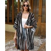 image:imageWomens Kimono Swimsuit Coverups Summer Beach Casual Loose Cardigans for Swimwear 2026Black White Stripe