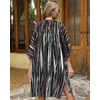 image:imageWomens Kimono Swimsuit Coverups Summer Beach Casual Loose Cardigans for Swimwear 2026Black White Stripe