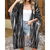 image:imageWomens Kimono Swimsuit Coverups Summer Beach Casual Loose Cardigans for Swimwear 2026Black White Stripe