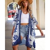 image:imageWomens Kimono Swimsuit Coverups Summer Beach Casual Loose Cardigans for Swimwear 2026Blue Boho Pattern