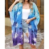 image:imageWomens Kimono Swimsuit Coverups Summer Beach Casual Loose Cardigans for Swimwear 2026Blue Purple Coconut Tree