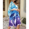 image:imageWomens Kimono Swimsuit Coverups Summer Beach Casual Loose Cardigans for Swimwear 2026Blue Purple Coconut Tree